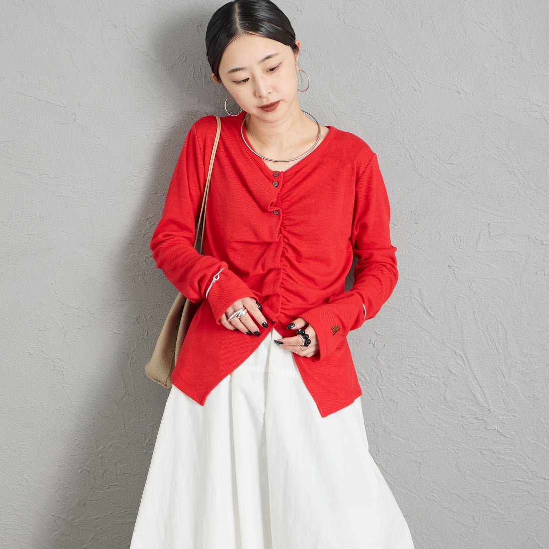 46 RED&&モデル身長：150cm 着用サイズ：F&&