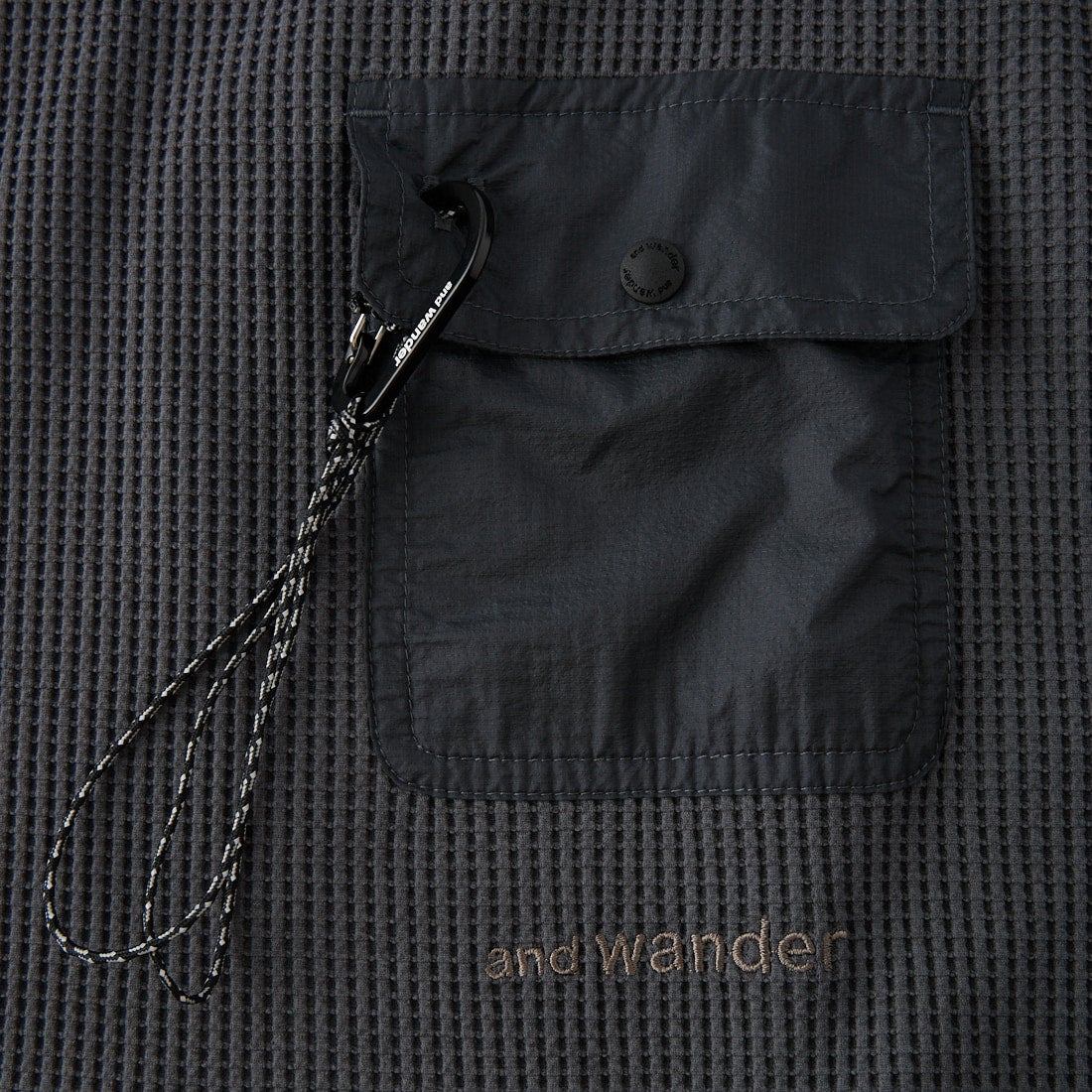 and wander [アンドワンダー] PEワッフル ショートレングスTシャツ [5746284091] GRAY