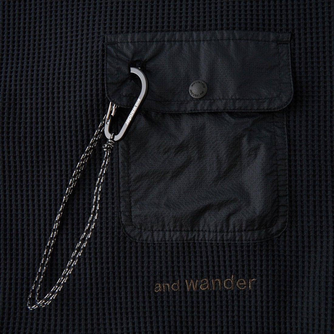 and wander [アンドワンダー] PEワッフル ショートレングスTシャツ [5746284091] BLACK
