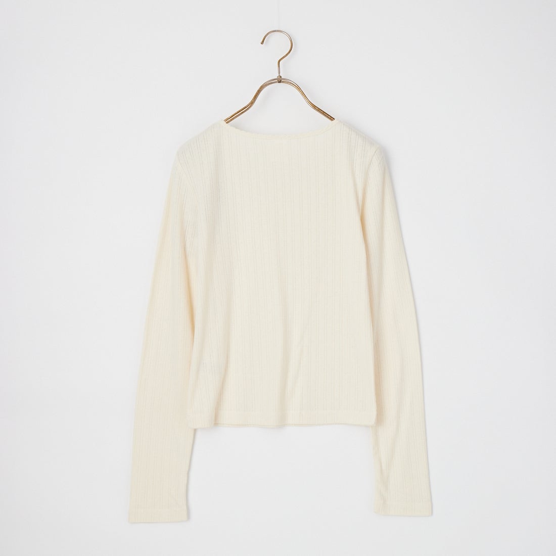 Health knit [ヘルスニット] アイレット ジャカードリブクルーネックカットソー [HR26F-L454] 61 IVORY
