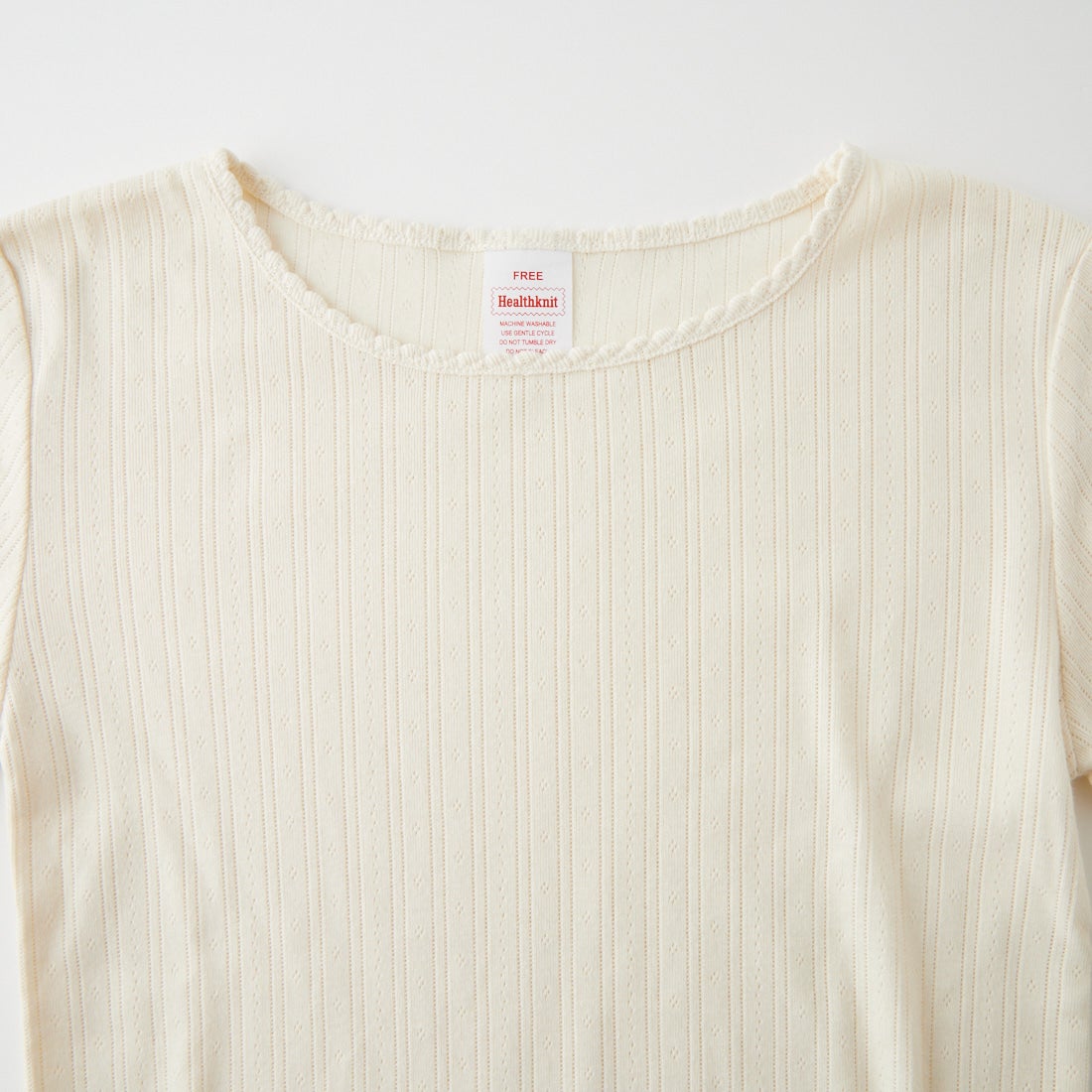 Health knit [ヘルスニット] アイレット ジャカードリブクルーネックカットソー [HR26F-L454] 61 IVORY