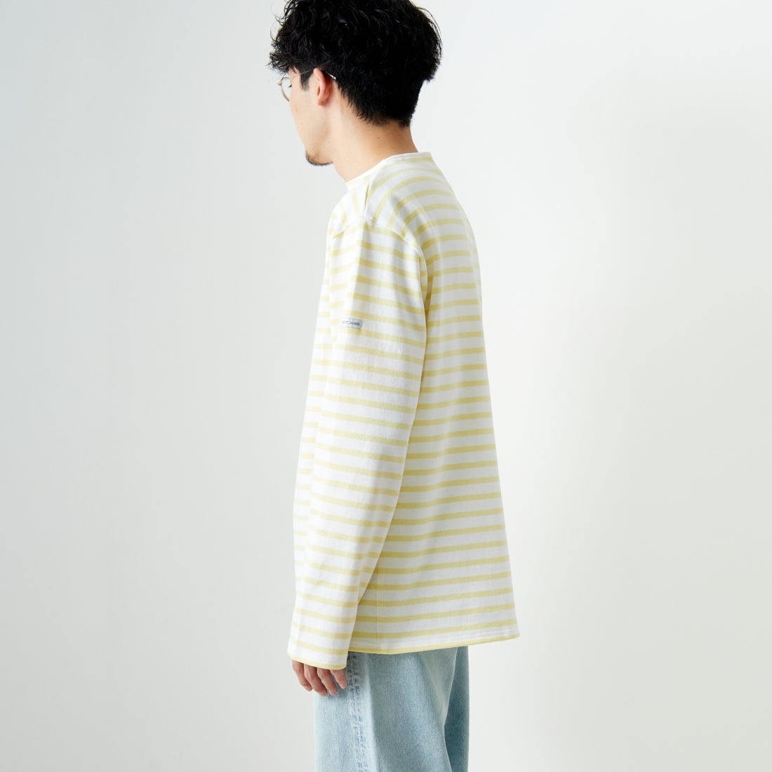 ST.JAMES [セントジェームス] バスクボーダーロングスリーブTシャツ [OUESSANT-RA] NEI/ZES&&モデル身長：168cm 着用サイズ：6&&