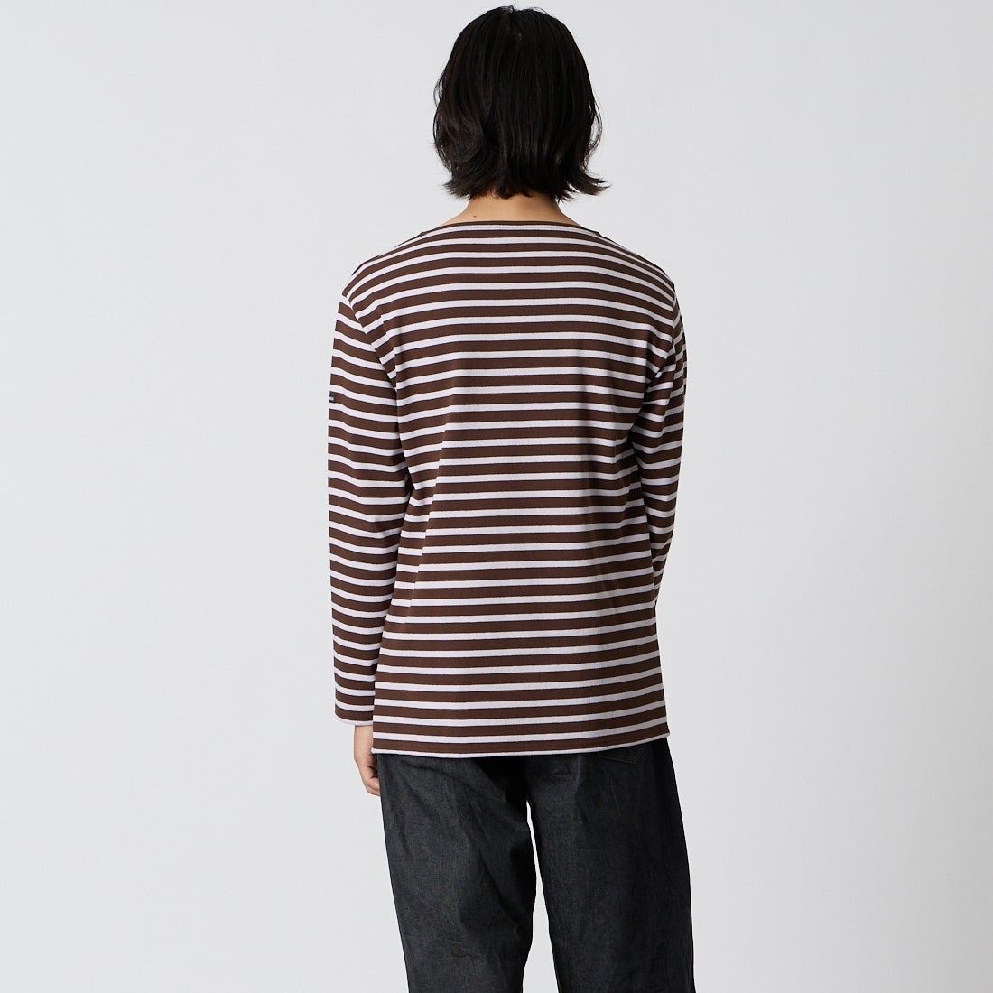 ST.JAMES [セントジェームス] バスクボーダーロングスリーブTシャツ [OUESSANT-RA] CAN/LAV &&モデル身長：175cm 着用サイズ：4&&