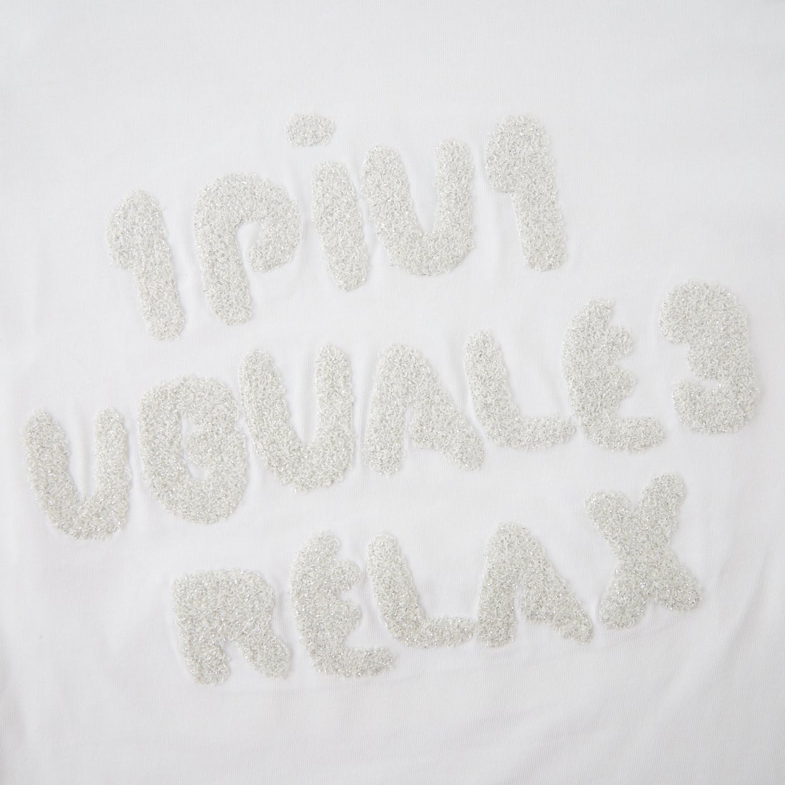 1PIU1UGUALE3 RELAX [ウノ ピゥ ウノ ウグァーレ トレ] グリッターサガラロゴ ロングスリーブTシャツ [UST-26112] SN10 WHITE