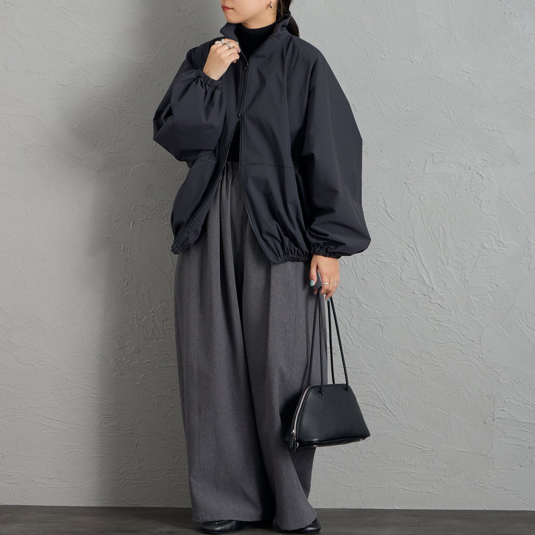 mizuiro ind [ミズイロインド] ハイネックジップブルゾン [3-270080] 99 BLACK