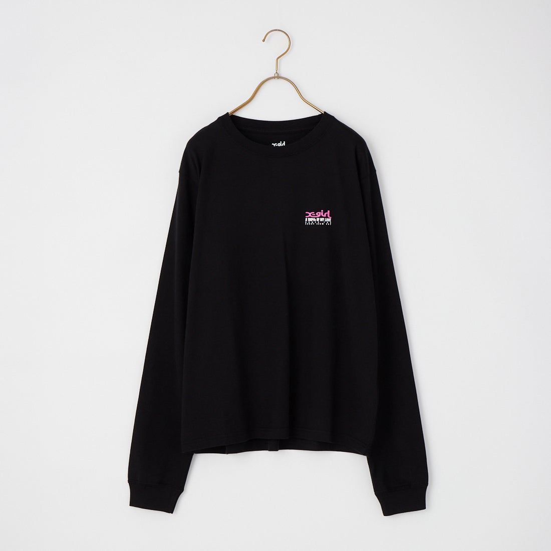 X-girl [エックスガール] フェイスボックス メッセージ ロングスリーブTシャツ [105263011006] BLACK