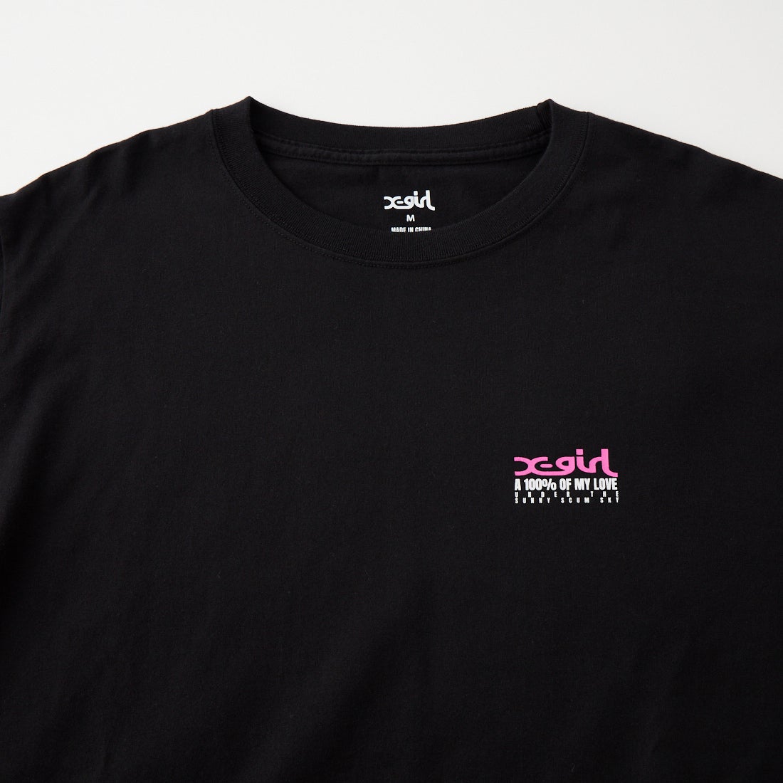 X-girl [エックスガール] フェイスボックス メッセージ ロングスリーブTシャツ [105263011006] BLACK