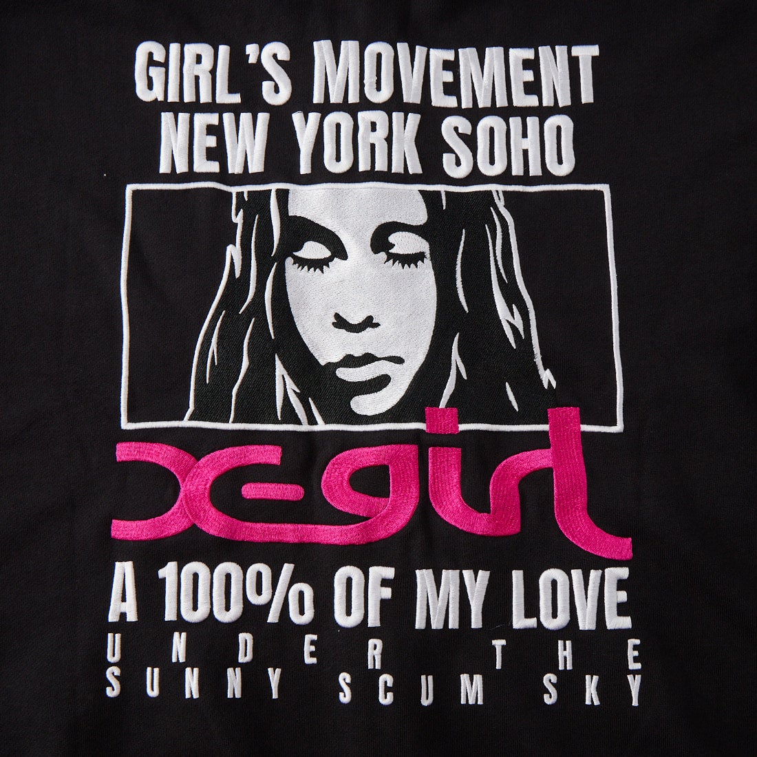 X-girl [エックスガール] フェイスボックス メッセージ ジップアップ スウェットフーディー [105263012013] BLACK