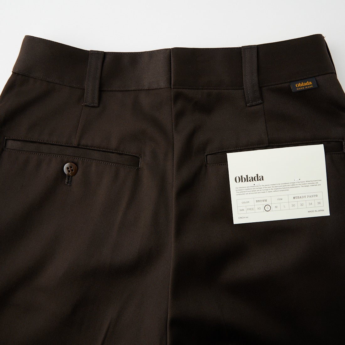 Oblada [オブラダ] STEADY センタープレスパンツ [F2610PT01] BROWN