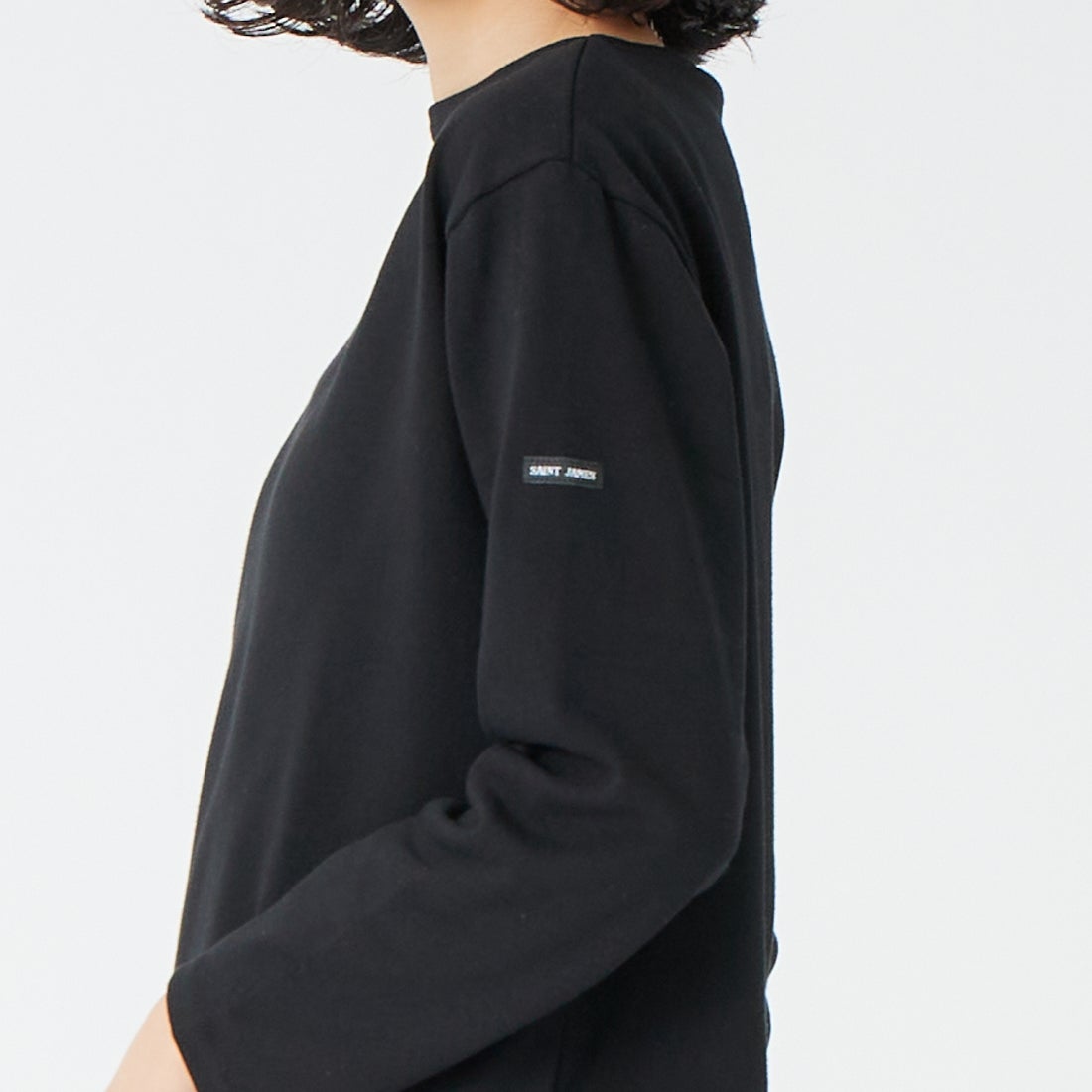 ST.JAMES [セントジェームス] バスクロングスリーブTシャツ [OUESSANT-UA] NOIR &&モデル身長：162cm 着用サイズ：3&&