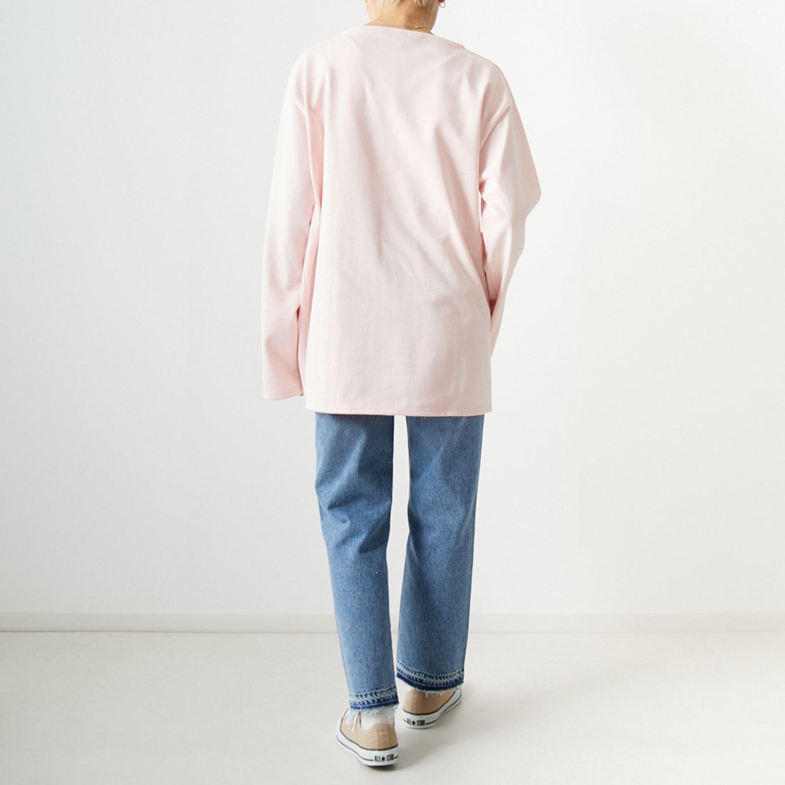 ST.JAMES [セントジェームス] バスクロングスリーブTシャツ [OUESSANT-UA] DRAGEE &&モデル身長：160cm 着用サイズ：7&&