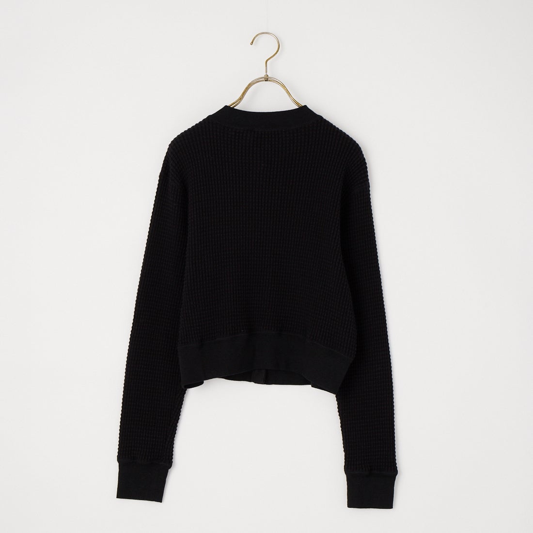 HOOP COOP [ホープコープ] ビッググリッドワッフル ショートカーディガン [F26035] BLACK