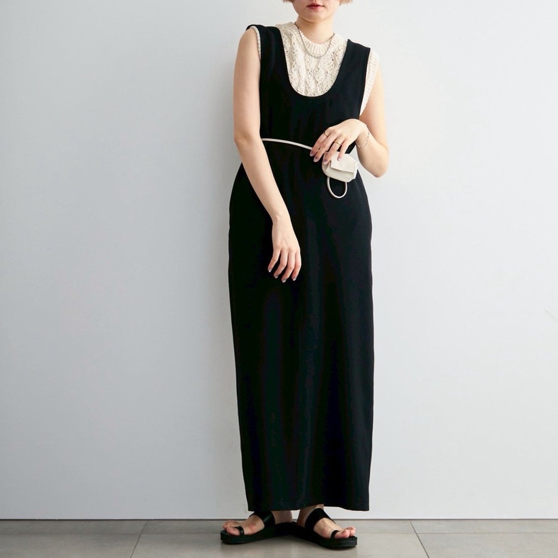 anuke [アンヌーク] Uネックルーズワンピース [62620305] BLK