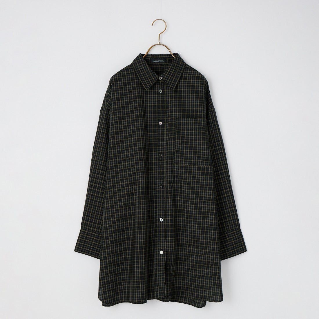 MAISON SPECIAL [メゾンスペシャル] マルチエプロン オーバーサイズ チェックシャツ [21262315303] BLK