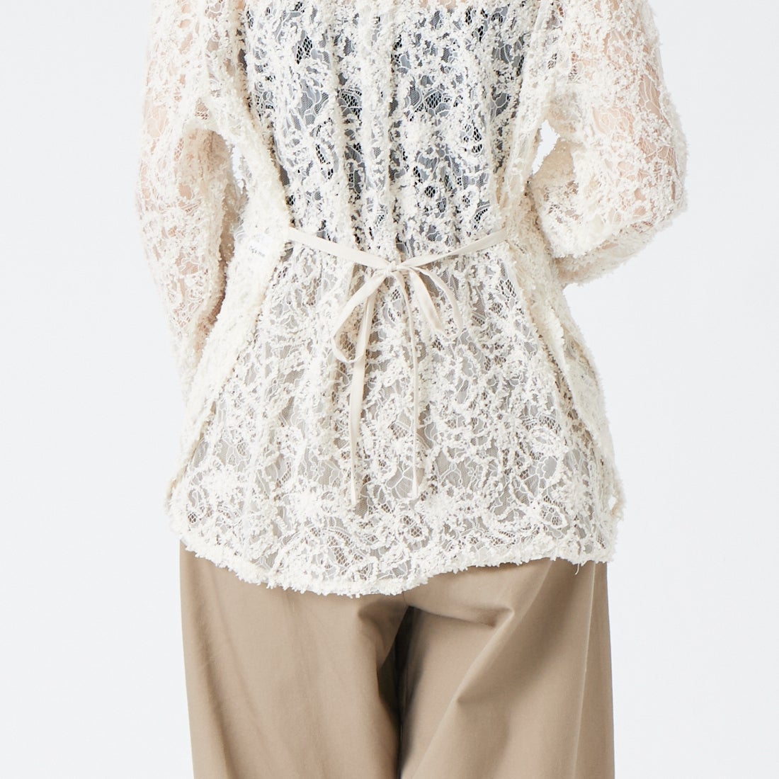 &g'aime [アンジェム] 総レースシャツ [293-69204] ﾎﾜｲﾄ &&モデル身長：162cm 着用サイズ：F&&