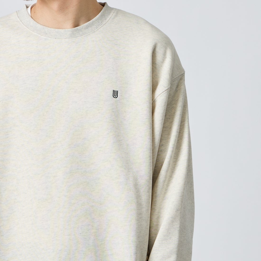 UNIVERSAL OVERALL [ユニバーサルオーバーオール] 別注 レオパードポケット カバーオールスウェット [U2631226IN-JF] OFF GRAY &&モデル身長：168cm 着用サイズ：L&&