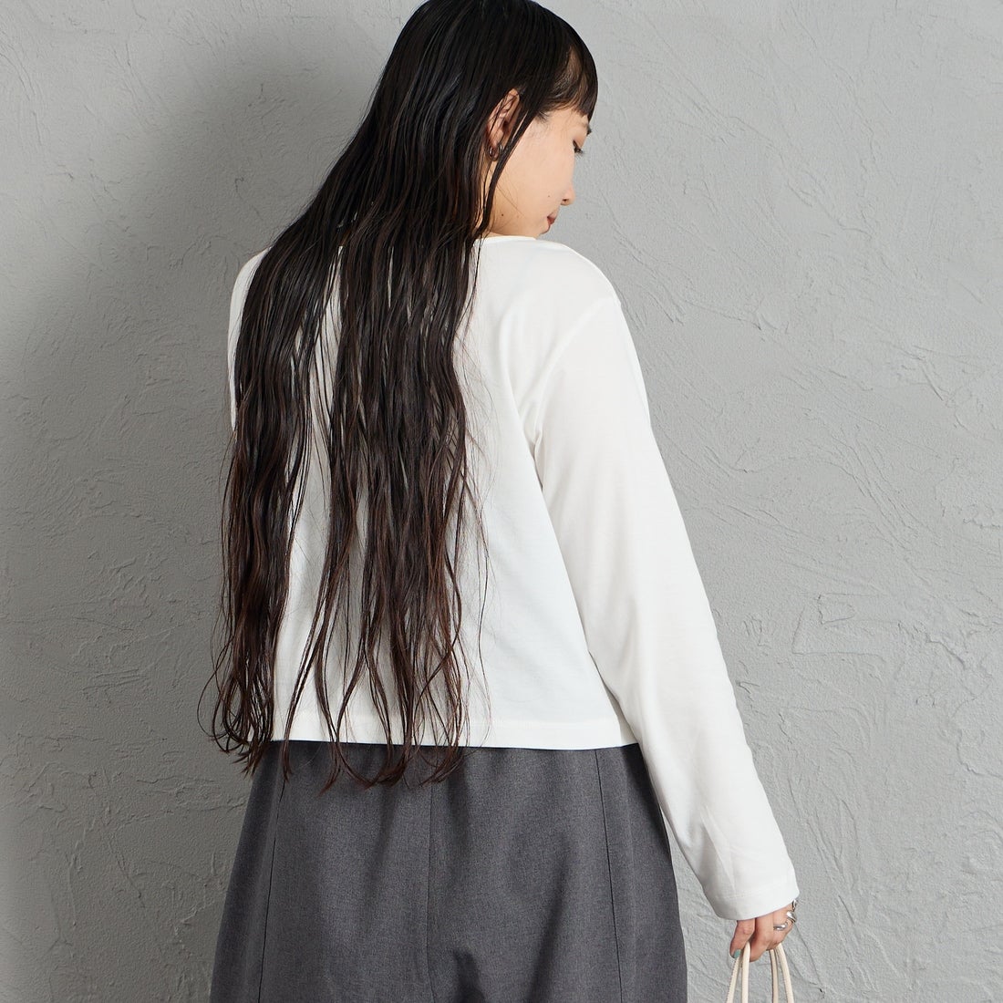mizuiro ind [ミズイロインド] フリル プルオーバーTシャツ [3-210074] 11 OFF WHI &&モデル身長：156cm 着用サイズ：F&&