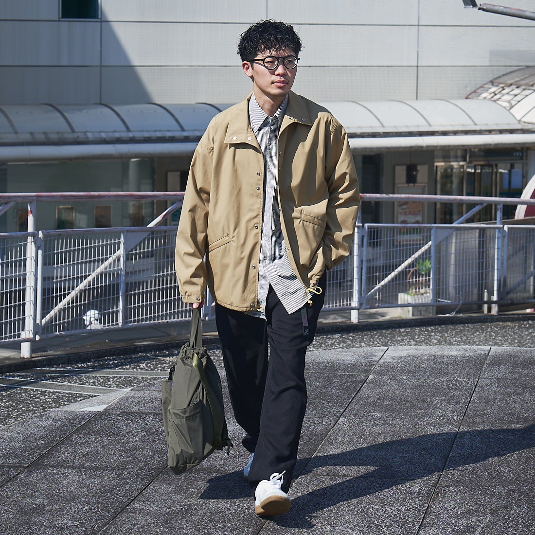GRAMiCCi [グラミチ] 別注 ウールライク エブリデイパンツ [GMP6-F1011-JF] BLACK &&モデル身長：168cm 着用サイズ：L&&