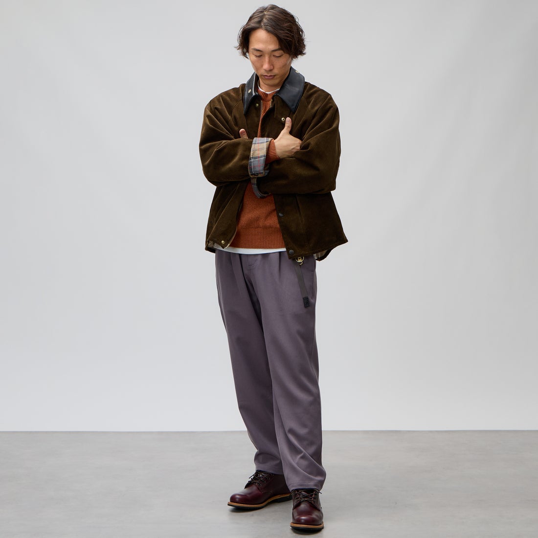 GRAMiCCi [グラミチ] 別注 ウールライク エブリデイパンツ [GMP6-F1011-JF] GRAY &&モデル身長：176cm 着用サイズ：L&&