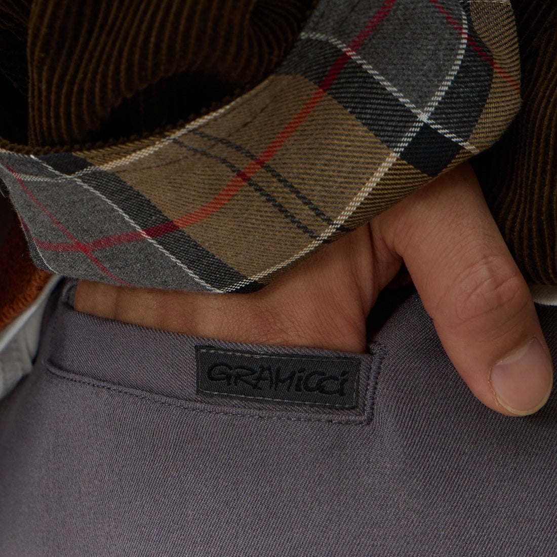 GRAMiCCi [グラミチ] 別注 ウールライク エブリデイパンツ [GMP6-F1011-JF] GRAY &&モデル身長：176cm 着用サイズ：L&&