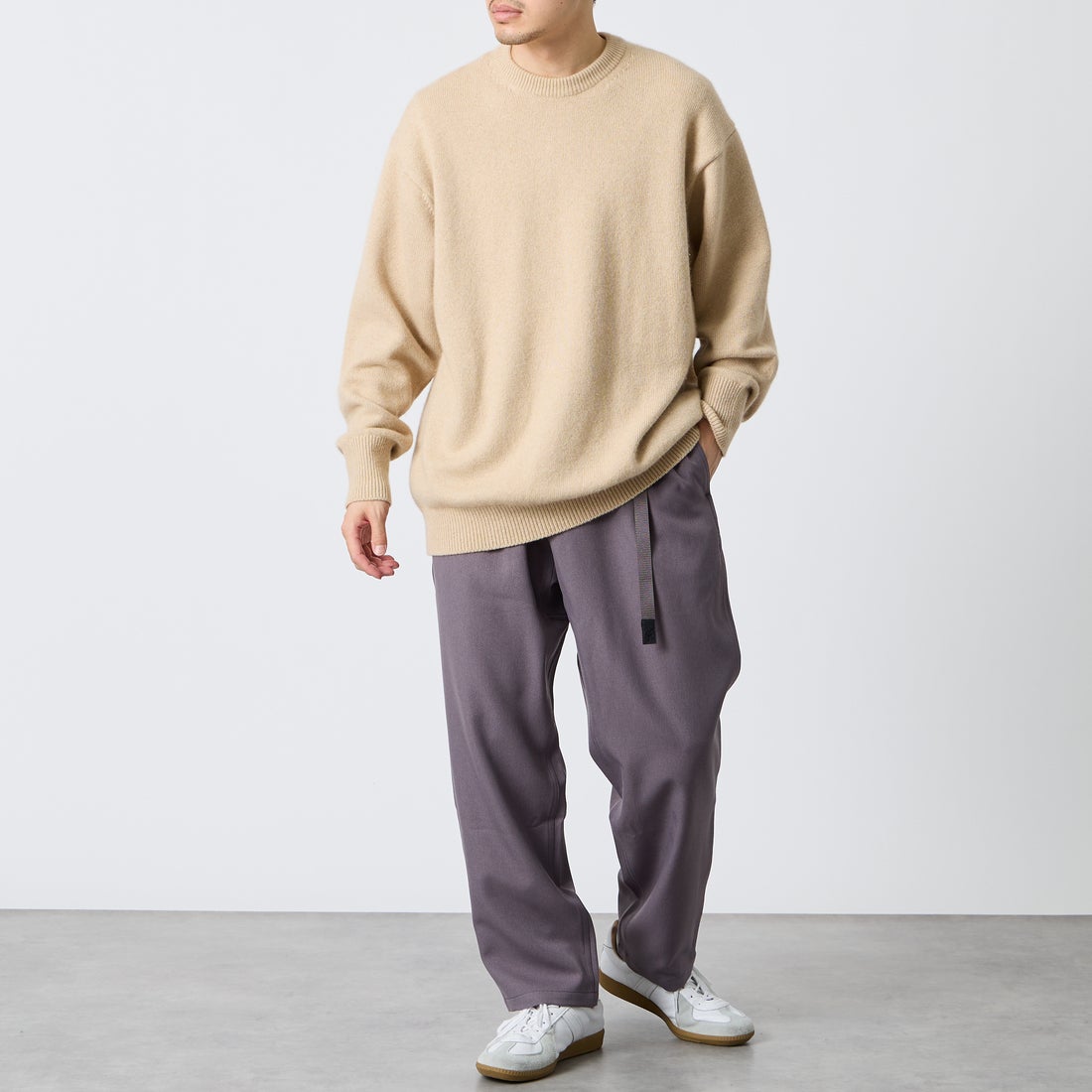 GRAMiCCi [グラミチ] 別注 ウールライク エブリデイパンツ [GMP6-F1011-JF] GRAY &&モデル身長：168cm 着用サイズ：L&&