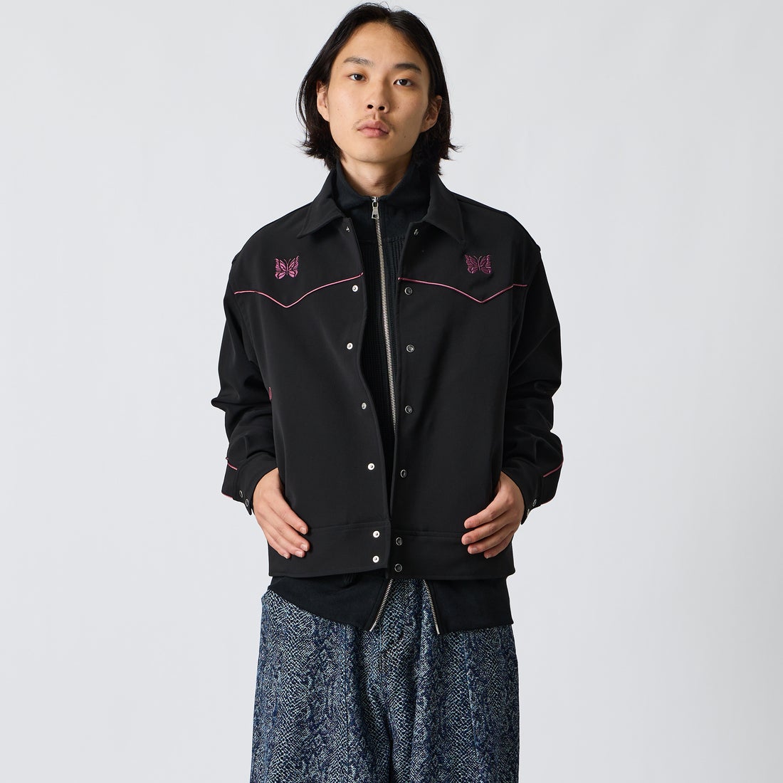 Needles [ニードルズ] パイピングカウボーイジャケット [TY258] C BLACK &&モデル身長：175cm 着用サイズ：M&&