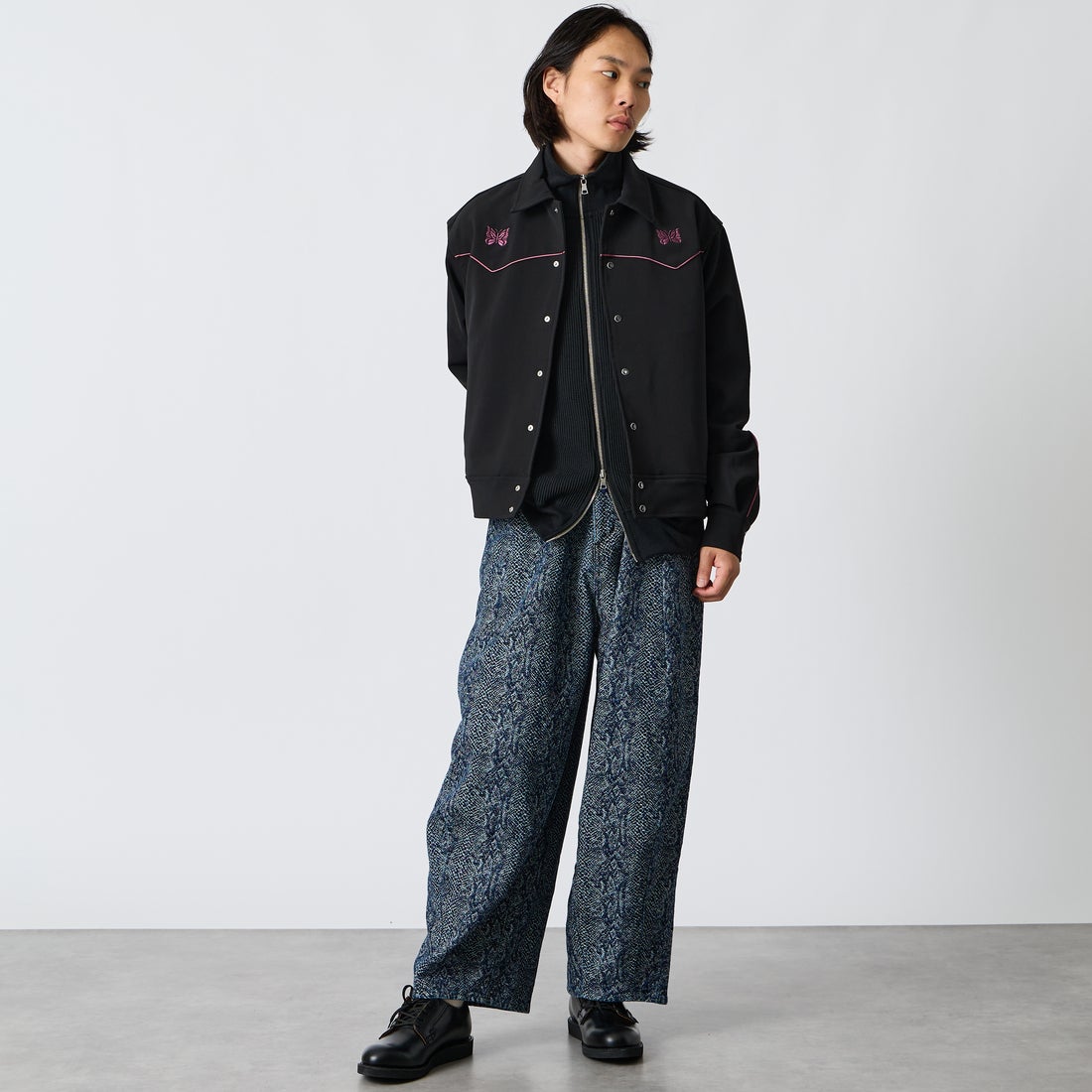 Needles [ニードルズ] パイピングカウボーイジャケット [TY258] C BLACK &&モデル身長：175cm 着用サイズ：M&&