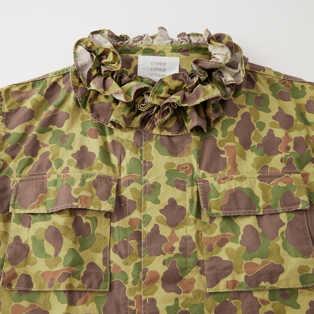 crinkle crinkle crinkle [クリンクル クリンクル クリンクル] フリルカラーカモジャケット [CC-5004] KHAKI