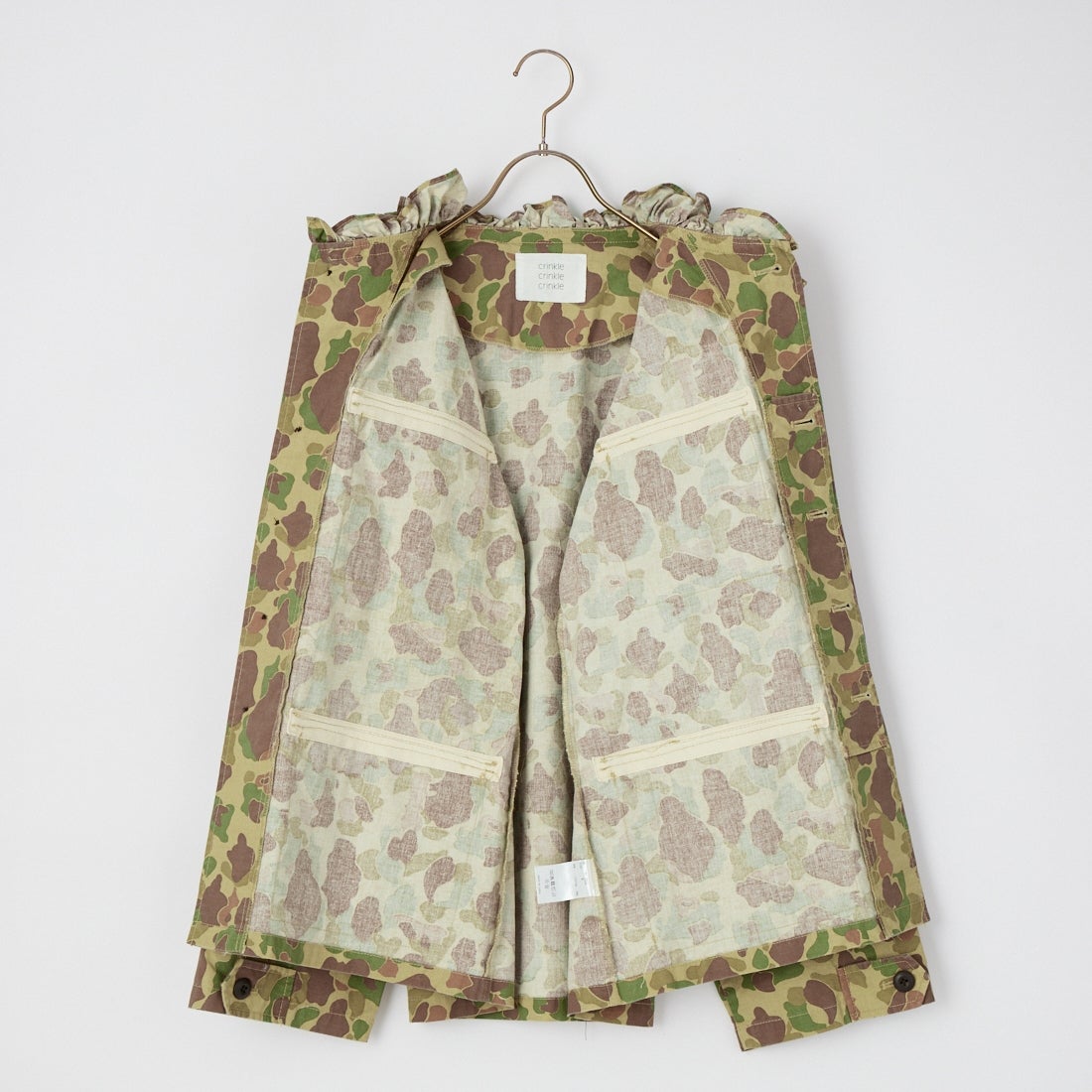 crinkle crinkle crinkle [クリンクル クリンクル クリンクル] フリルカラーカモジャケット [CC-5004] KHAKI