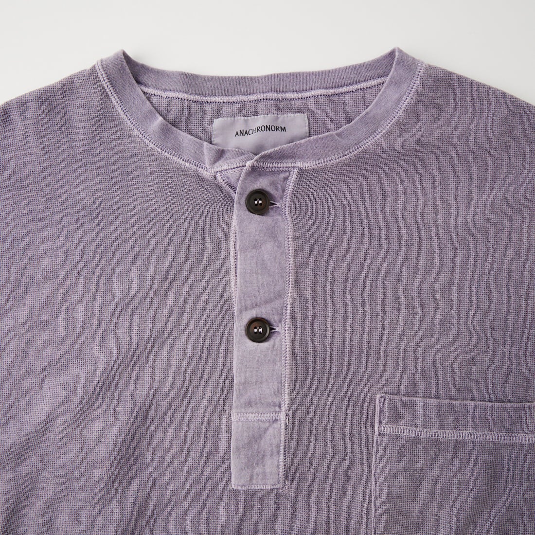 ANACHRONORM [アナクロノーム] ピグメントサーマル ヘンリーネックロングスリーブTシャツ [AN458] DUSTY PURP