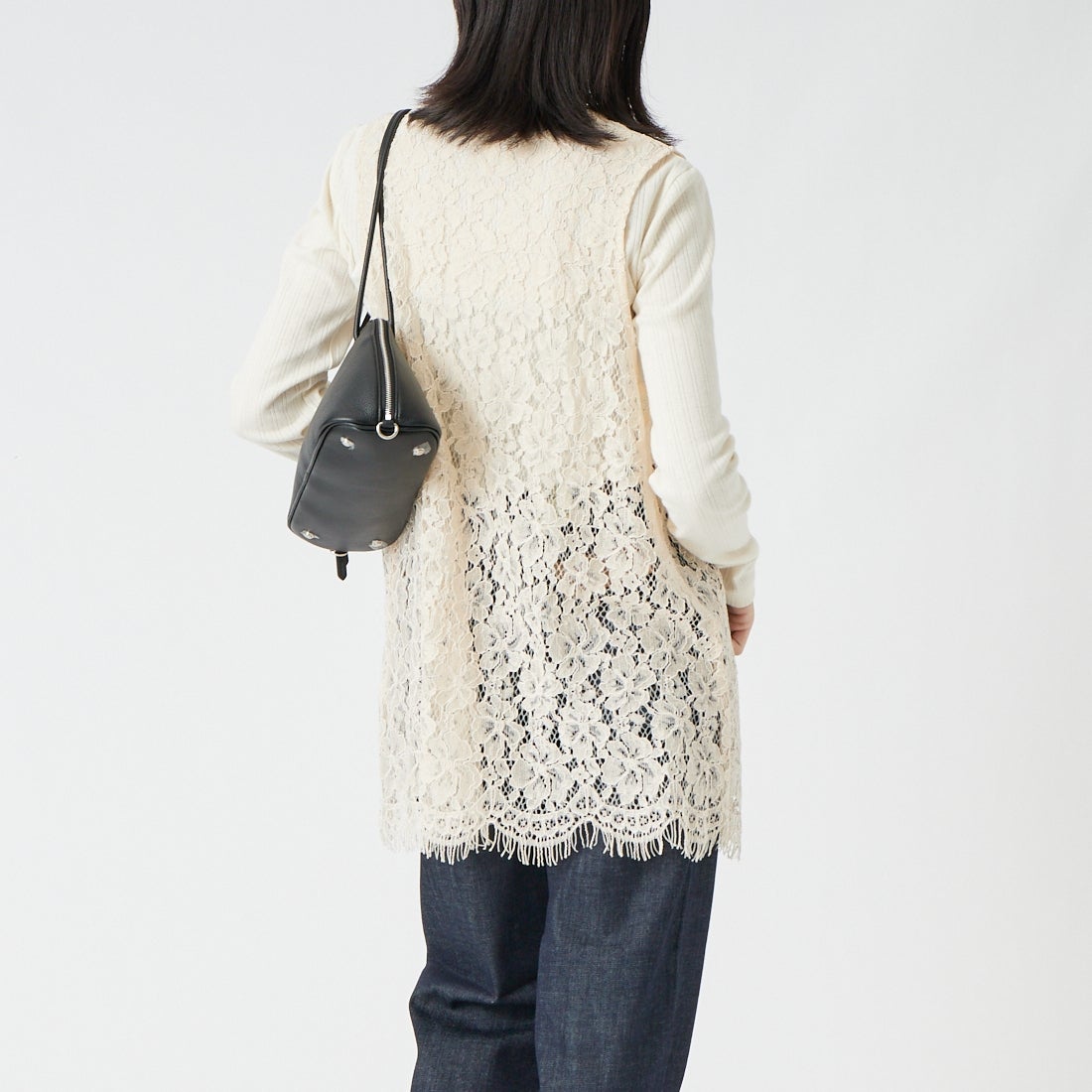 DIGNITE COLLIER [ディニテコリエ] レースジレ [80269042] 032 ｱｲﾎﾞﾘｰ &&モデル身長：162cm 着用サイズ：F&&