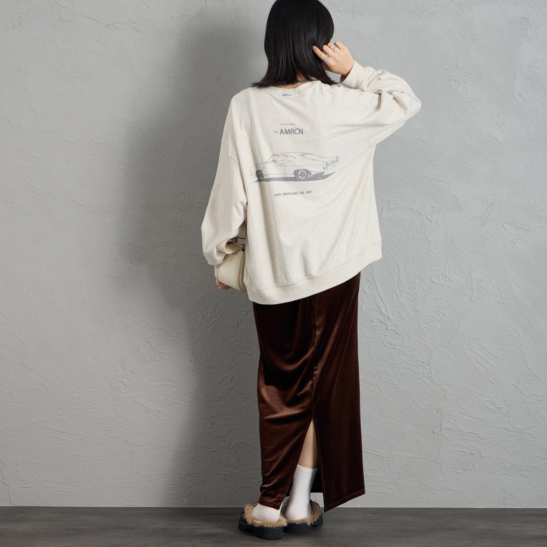 Americana [アメリカーナ] AMRCN バックプリントロングTシャツ [BRF-844A-2] ｵｰﾄﾐｰﾙ &&モデル身長：162cm 着用サイズ：ONE SIZE&&
