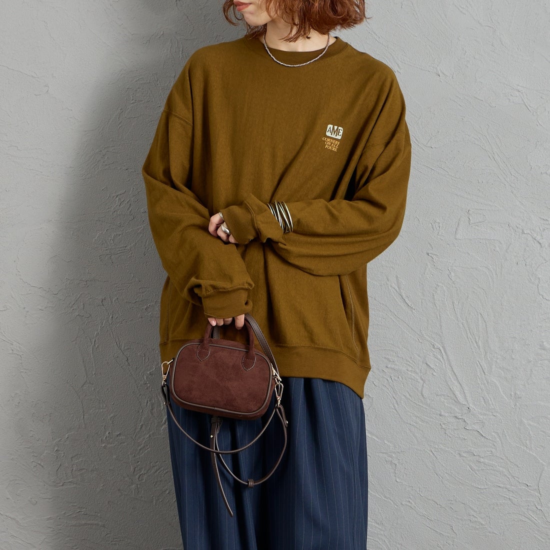 Americana [アメリカーナ] AMRCN バックプリントロングTシャツ [BRF-844A-2] ﾏｽﾀｰﾄﾞ &&モデル身長：158cm 着用サイズ：ONE SIZE&&