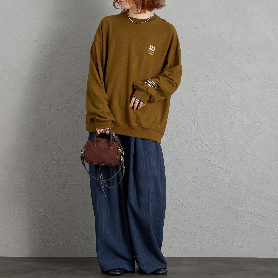Americana [アメリカーナ] AMRCN バックプリントロングTシャツ [BRF-844A-2] ﾏｽﾀｰﾄﾞ &&モデル身長：158cm 着用サイズ：ONE SIZE&&