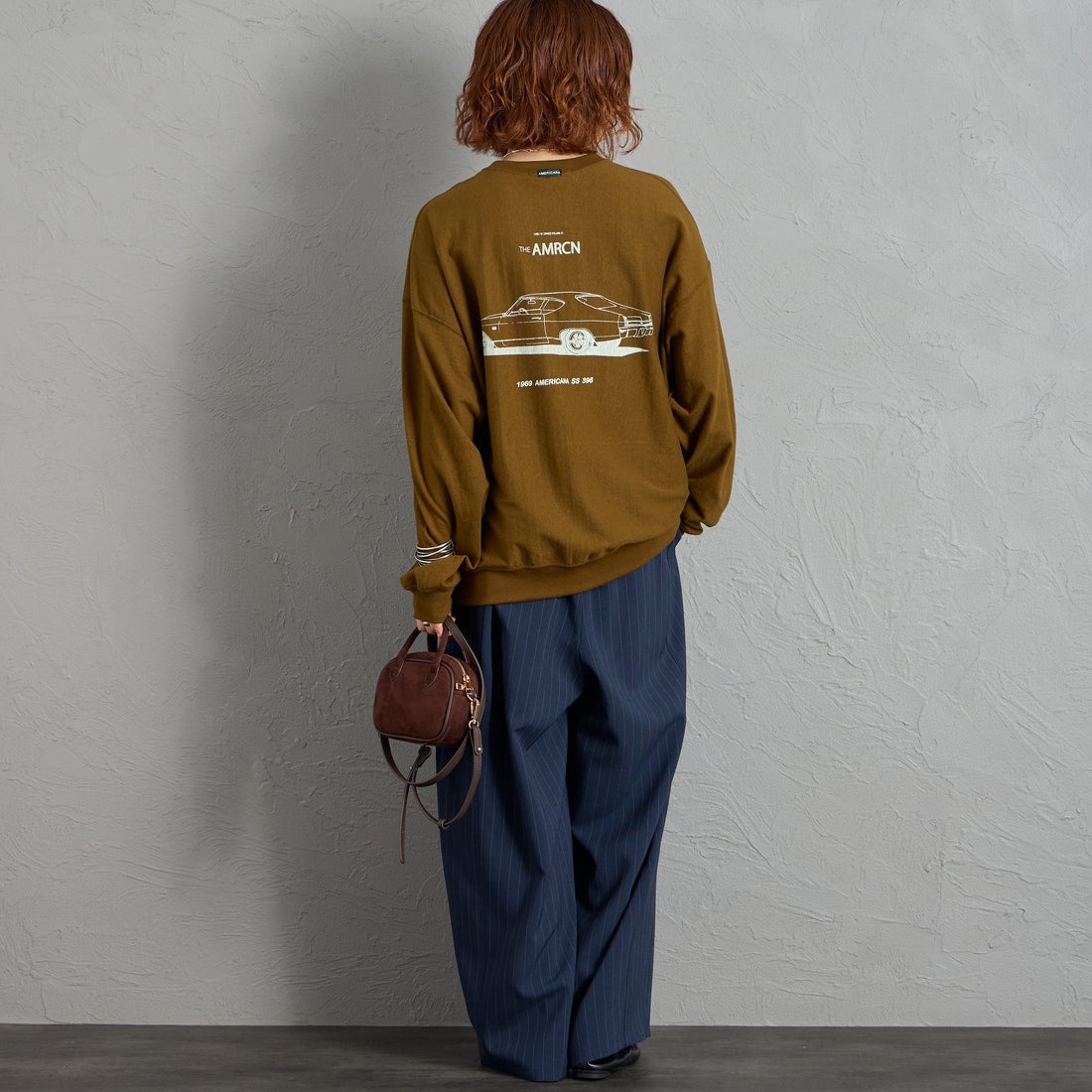 Americana [アメリカーナ] AMRCN バックプリントロングTシャツ [BRF-844A-2] ﾏｽﾀｰﾄﾞ &&モデル身長：158cm 着用サイズ：ONE SIZE&&