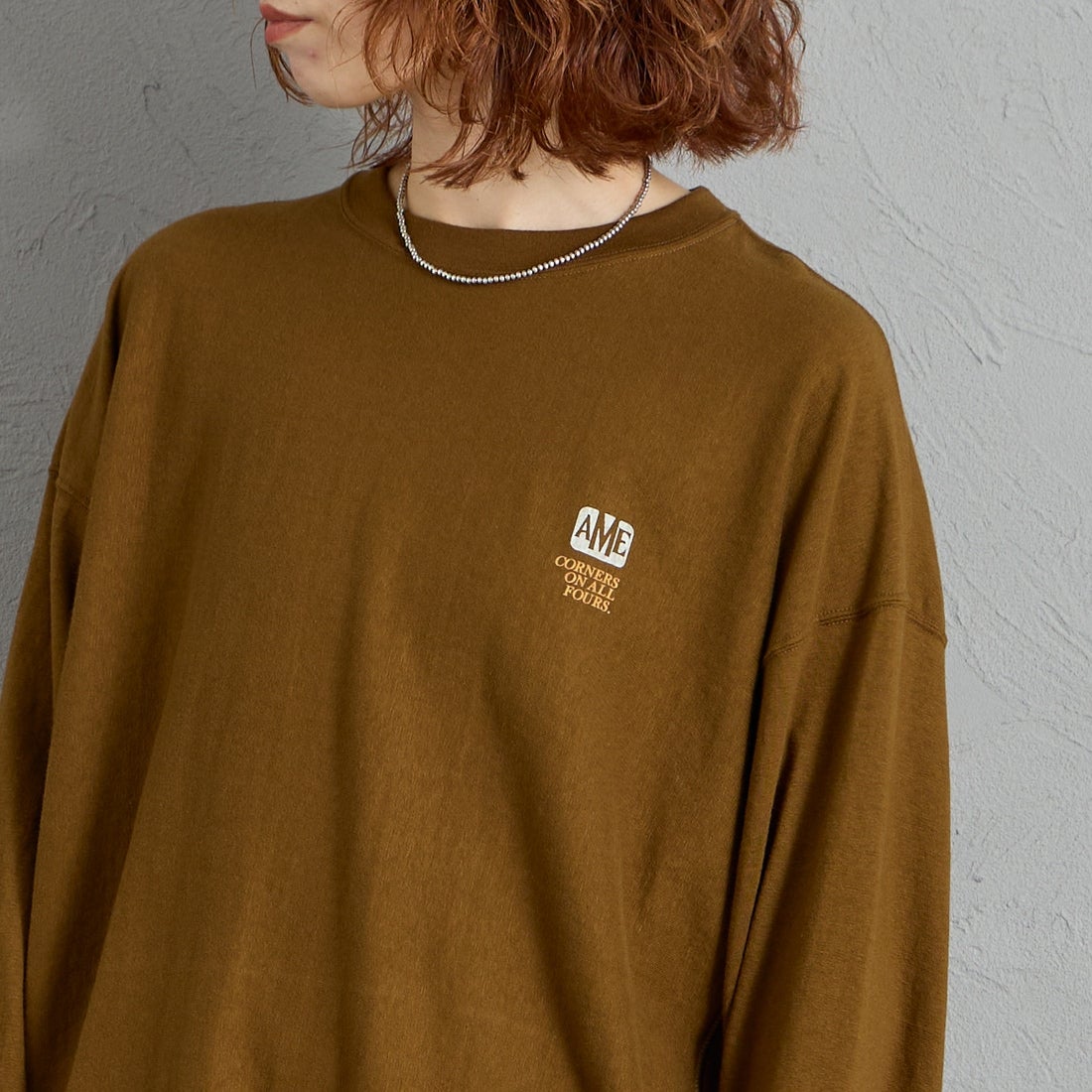 Americana [アメリカーナ] AMRCN バックプリントロングTシャツ [BRF-844A-2] ﾏｽﾀｰﾄﾞ &&モデル身長：158cm 着用サイズ：ONE SIZE&&