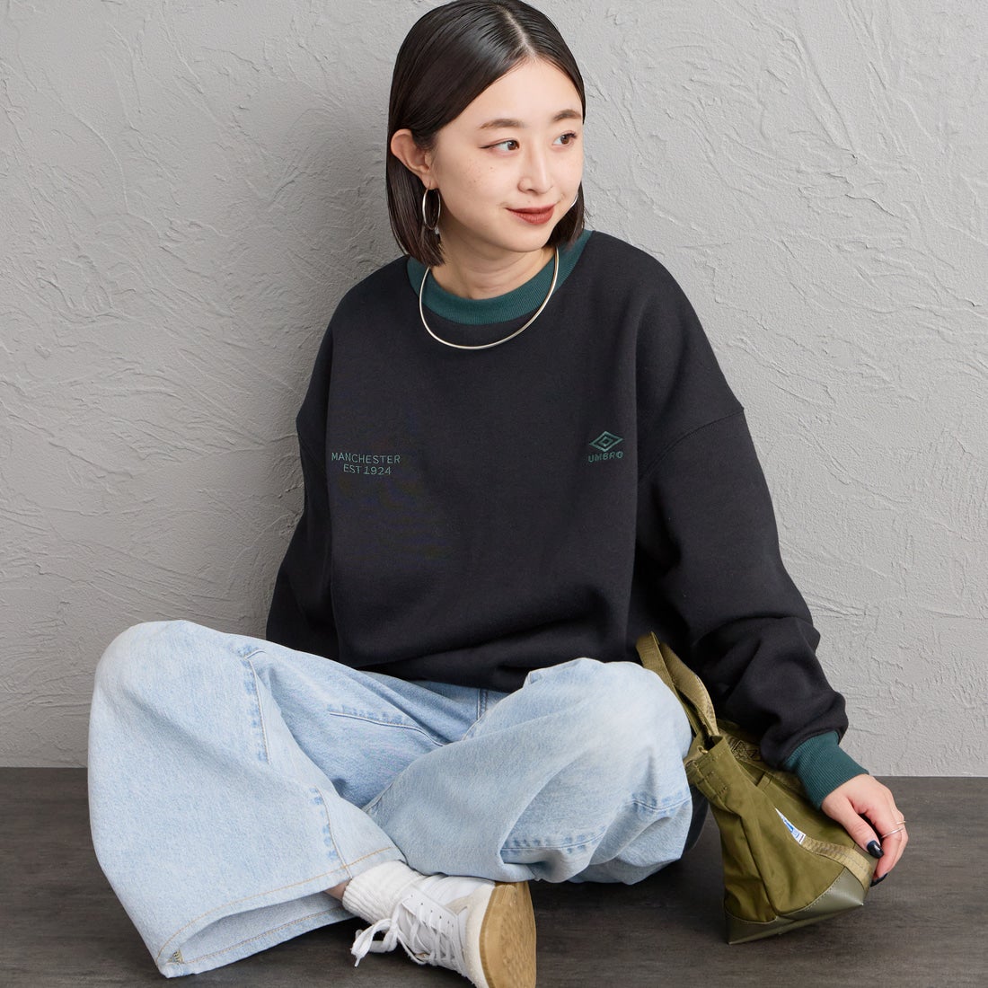 BLK/GREEN&&モデル身長：150cm 着用サイズ：S&&