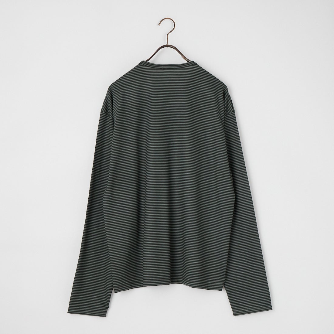 Name. [ネーム] ウールボーダーロングスリーブTシャツ [NMCU-061] GREEN/BLAC