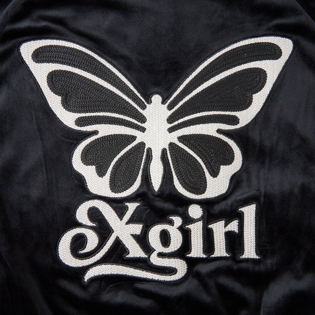 X-girl [エックスガール] バタフライ ベロア トラックジャケット [105263012005] BLACK