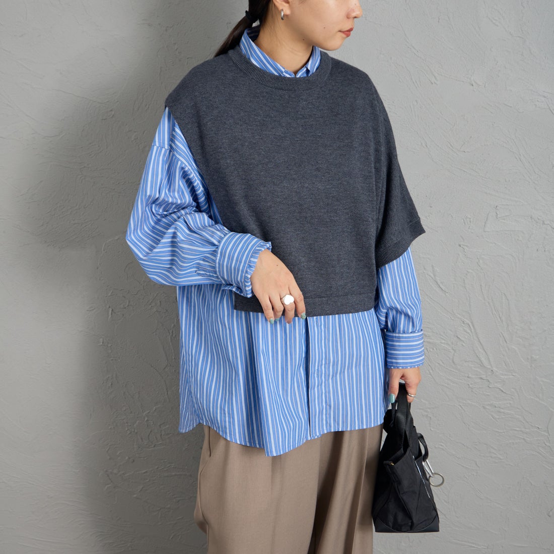 91 GRAY&&モデル身長：156cm 着用サイズ：F&&