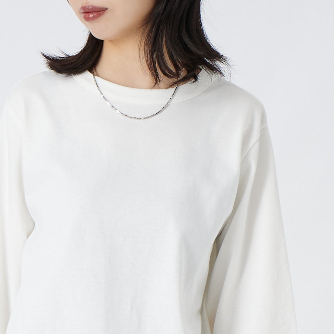mizuiro ind [ミズイロインド] パフスリーブロングTシャツ [3-210078] 11 OFF WHI &&モデル身長：162cm 着用サイズ：F&&