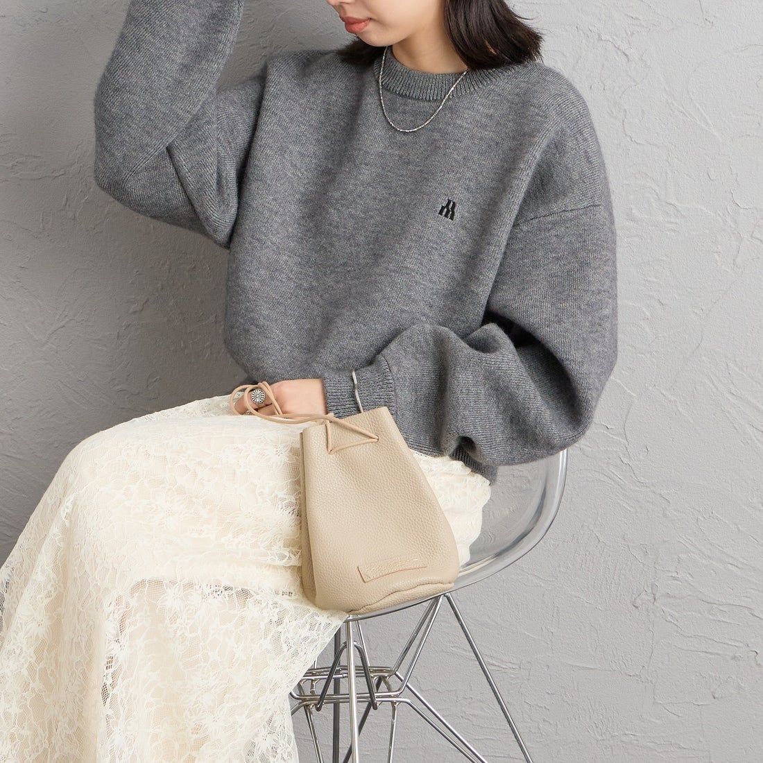 08 CHARCOA&&モデル身長：162cm 着用サイズ：F&&