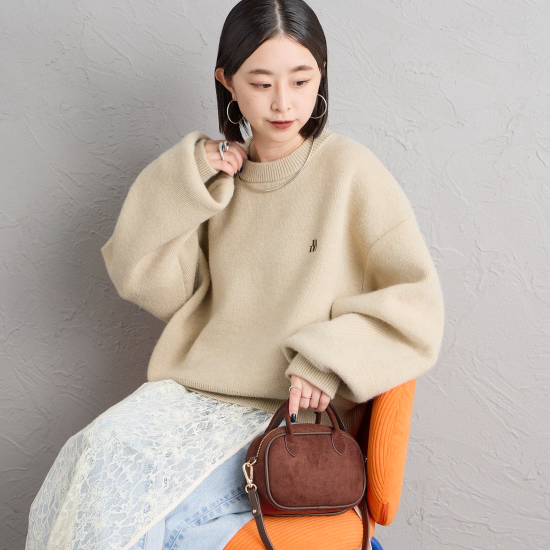 22 BEIGE&&モデル身長：150cm 着用サイズ：F&&