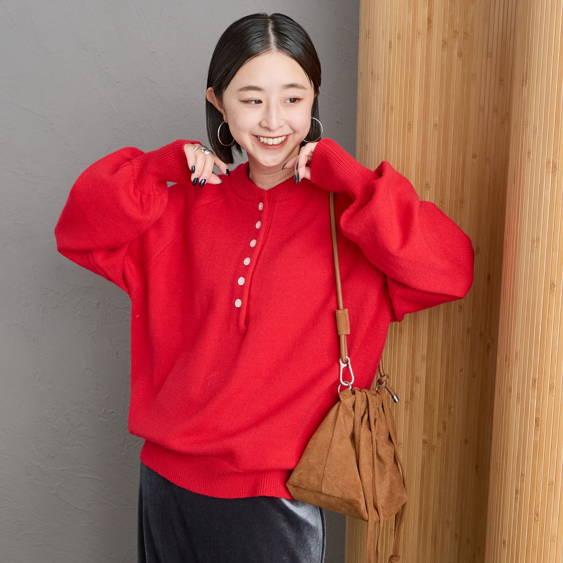 46 RED&&モデル身長：150cm 着用サイズ：F&&