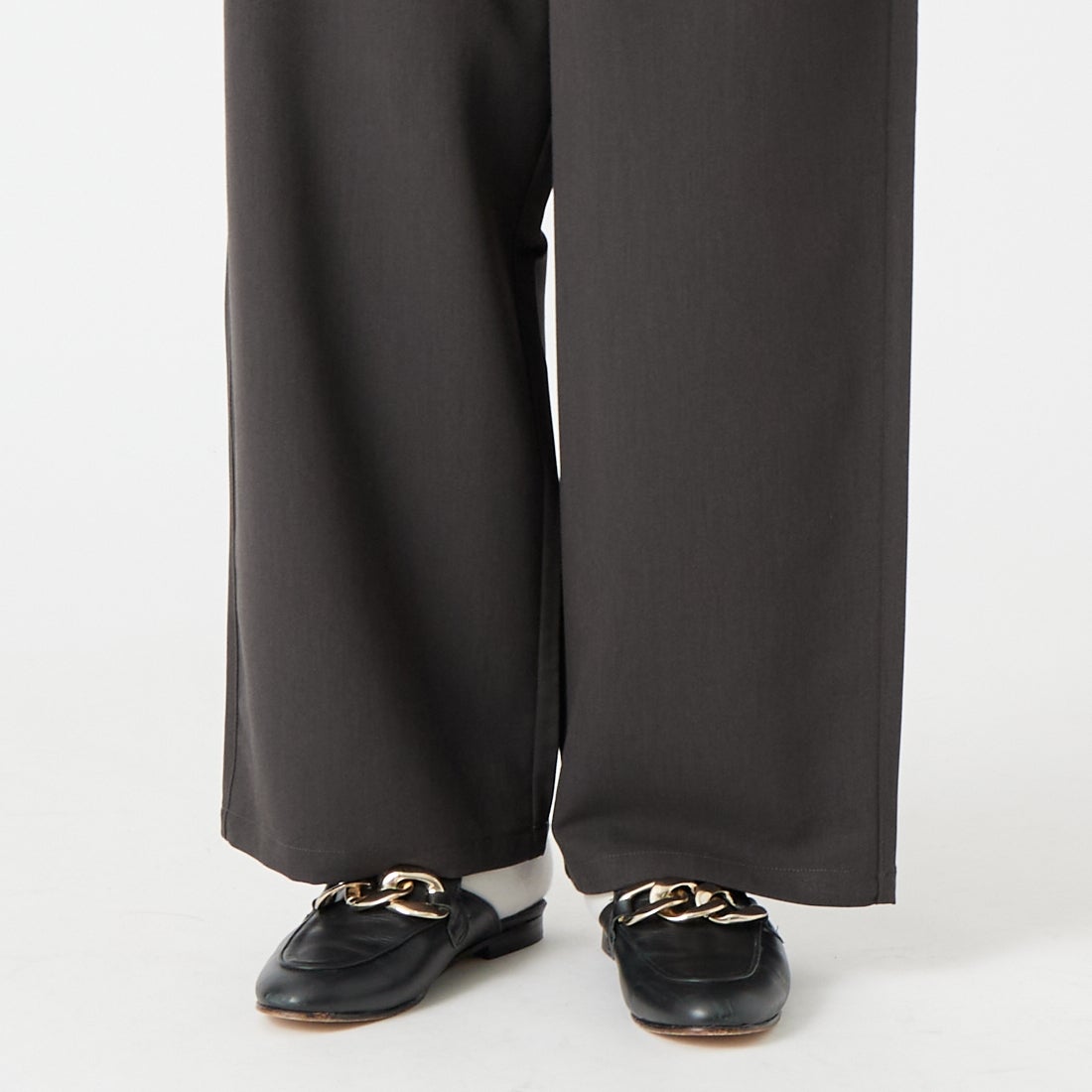 Jeans Factory Clothes [ジーンズファクトリークローズ] イージーワイドパンツ [IN34-PT-6] ﾁｬｺｰﾙ &&モデル身長：162cm 着用サイズ：36&&