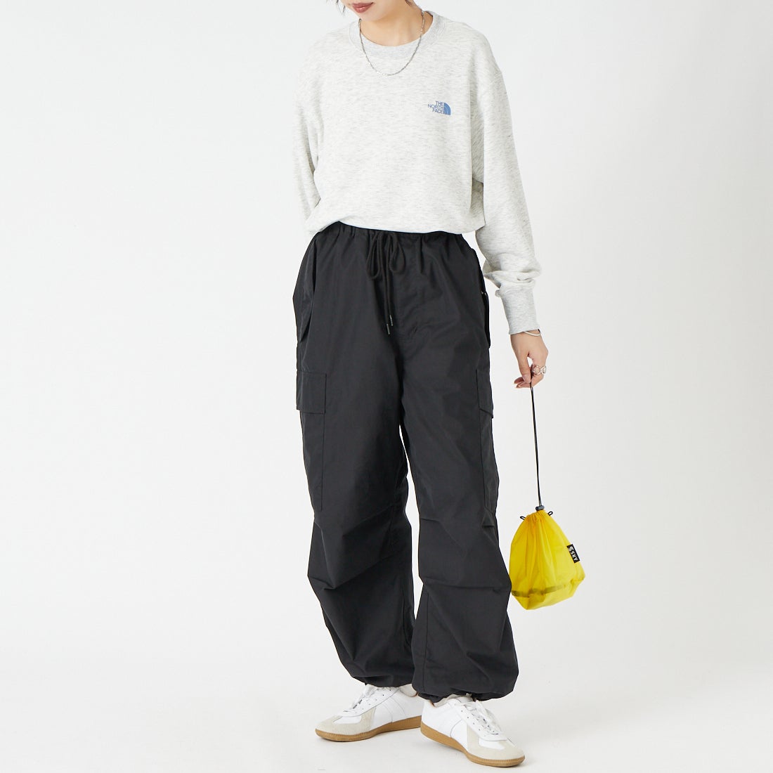 Noir Fabrik [ヌワールファブリック] パラシュートパンツ [IN41-PT-6] BLACK &&モデル身長：162cm 着用サイズ：XS&&
