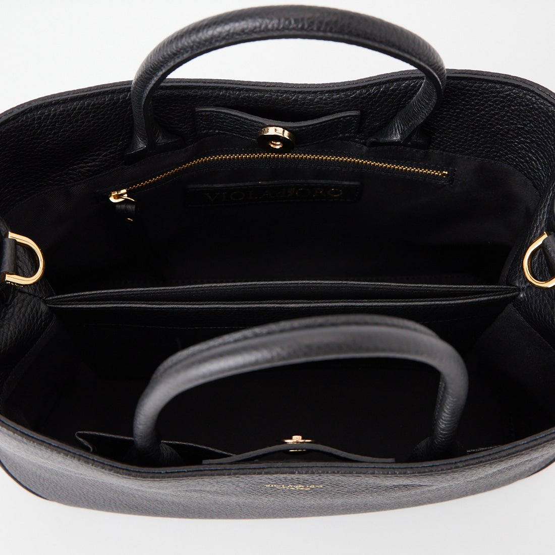VIOLAd'ORO [ヴィオラドーロ] TRERO レザーハンドバッグ [V-1647] BLACK