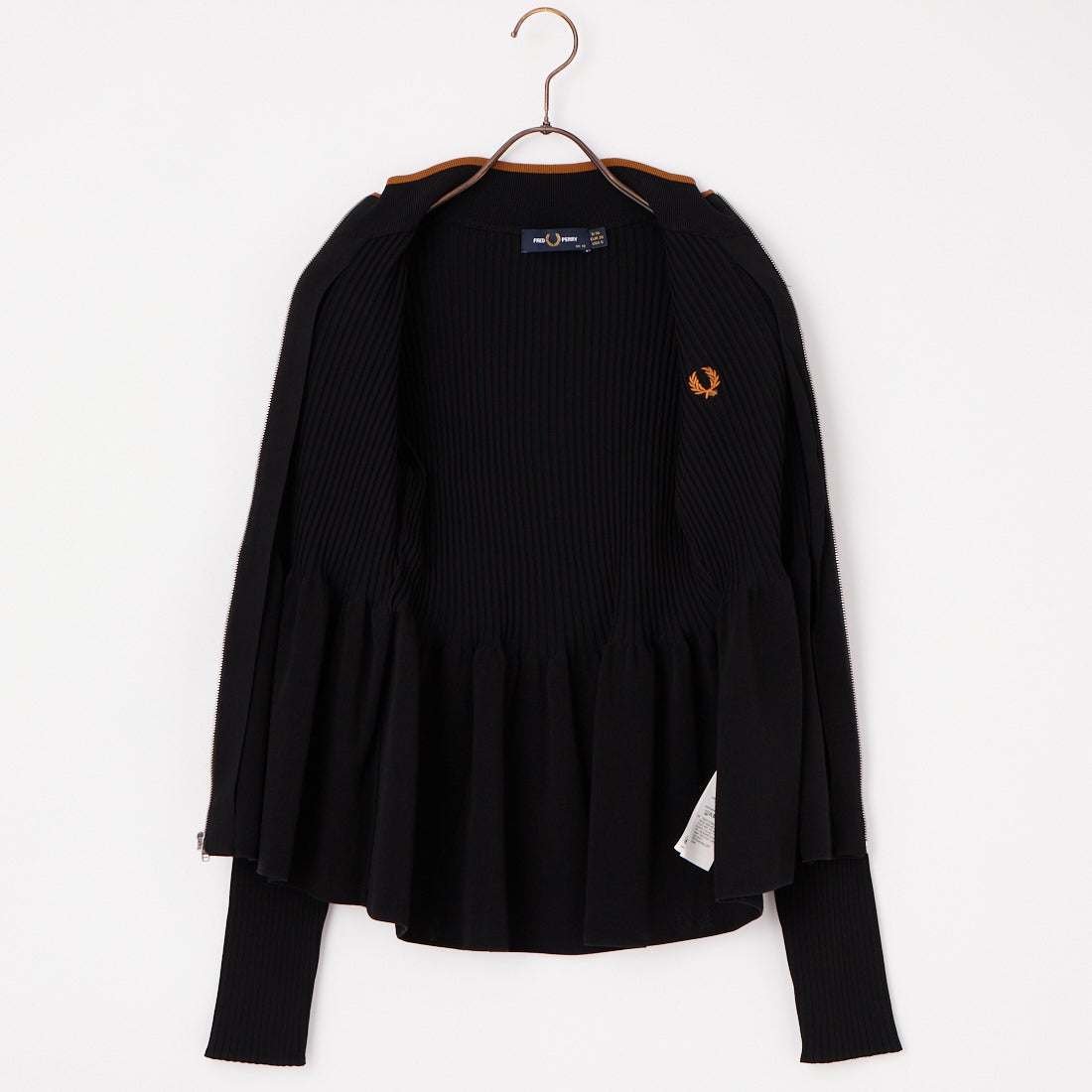 FRED PERRY [フレッドペリー] ジップスルーペプラムカーディガン [K3112] 102 BLACK