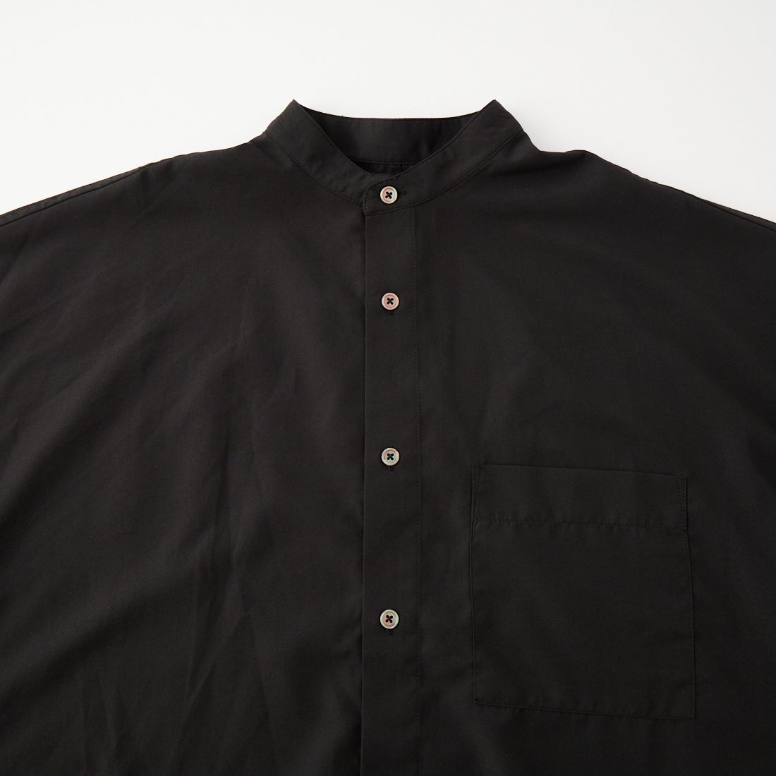 SLICK [スリック] コットンライクブロード バンドカラーリラックスシャツ [5121070] 700 BLACK