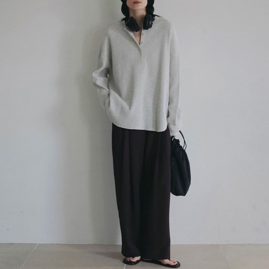 anuke [アンヌーク] ワッフルルーズヘンリーネックトップス [62620605] OML